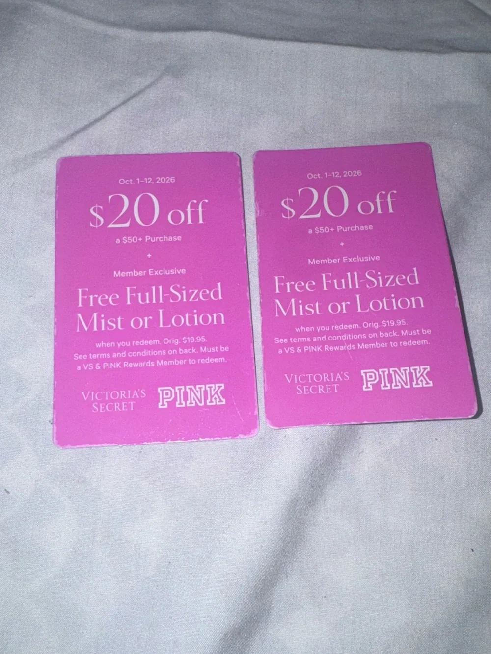 Victoria's Secret PINK Pink $20 Off + Free Full-Sized Mist or Lotion Coupon 2x17